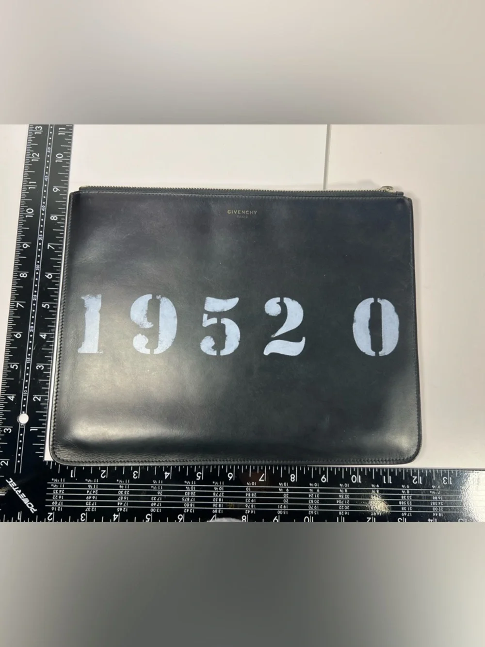 7077: Givenchy 1952 Stencil Antigona Leather Document Clutch